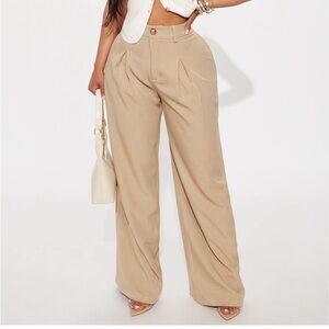 Fashion Nova Beige Wide-Leg Pants